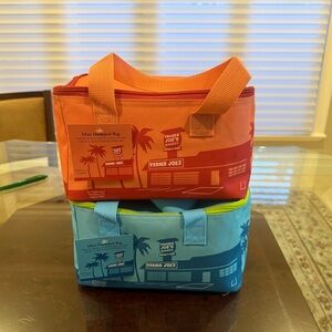 Brand New Trader Joe's Insulated Mini Bags - Coral and Blue - Limited Edition